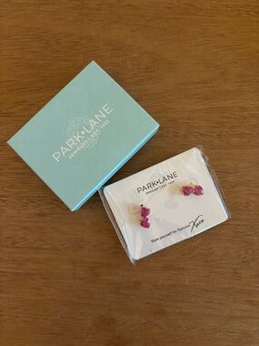 Park Lane Gold-Tone Earrings with Pink Heart Crystals